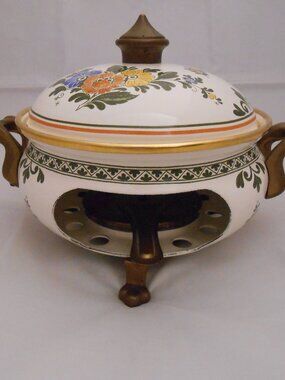 Vintage Fissler ASTA Enamelwear Fondue Pot Burner, West Germany, Old Amsterdam